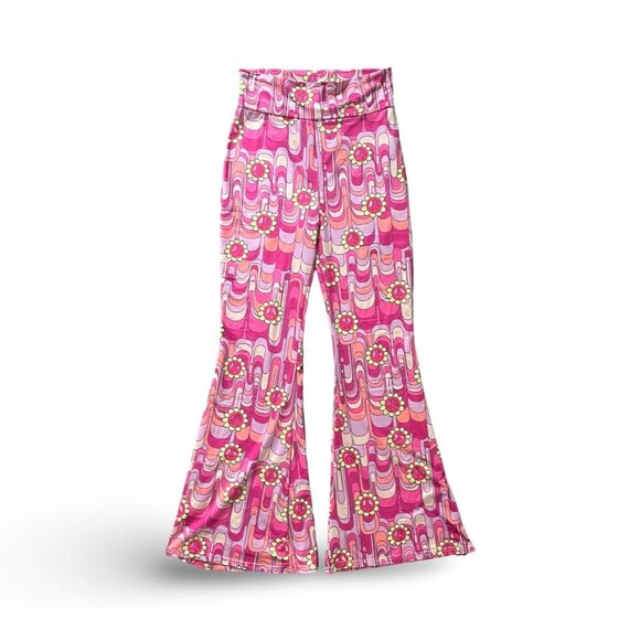 Deerose Women's High Waist Bell Bottom Flare Leg Hippie 1960s Peace Pants Size M - Picture 1 of 6